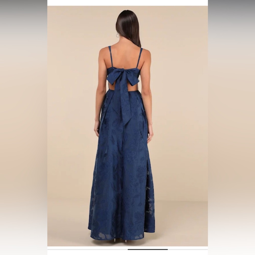 Lulu's Navy Blue Floral Maxi Dress - Picture 2 of 2